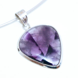 Bijoux Indiens Ethniques pendentif argent 925 massif femme et pierre fine Amthyste violet mauve transparent coeur goutte - Inde 213a