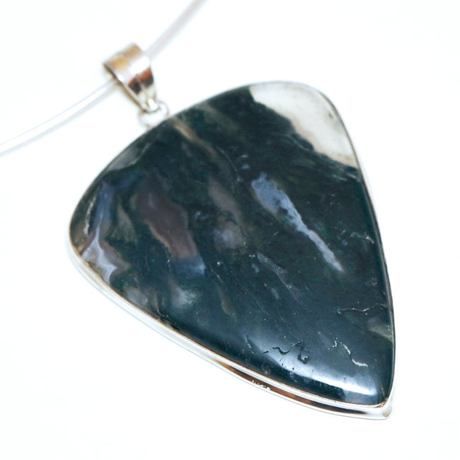 Pendentif en argent 925 goutte et Agate mousse - Inde 227