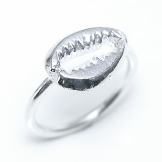 Bijoux ethniques touareg bague caurie en argent 925 homme femme fine coquillage Cauris  - Niger 280 a