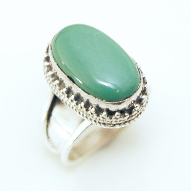 Bague en argent 925 ovale filigranes et Turquoise naturelle - Népal 223