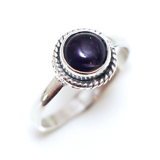 Bijoux ethniques Indiens bague argent pierres semi-prcieuses 925 massif et pierre fine petite Amthyste violet mauve ronde filigranes - Inde 365 Sa