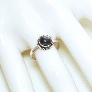 Bijoux ethniques Indiens bague argent pierres semi-prcieuses 925 massif et pierre fine petite Quartz fum marron clair ronde filigranes - Inde 365 Sb