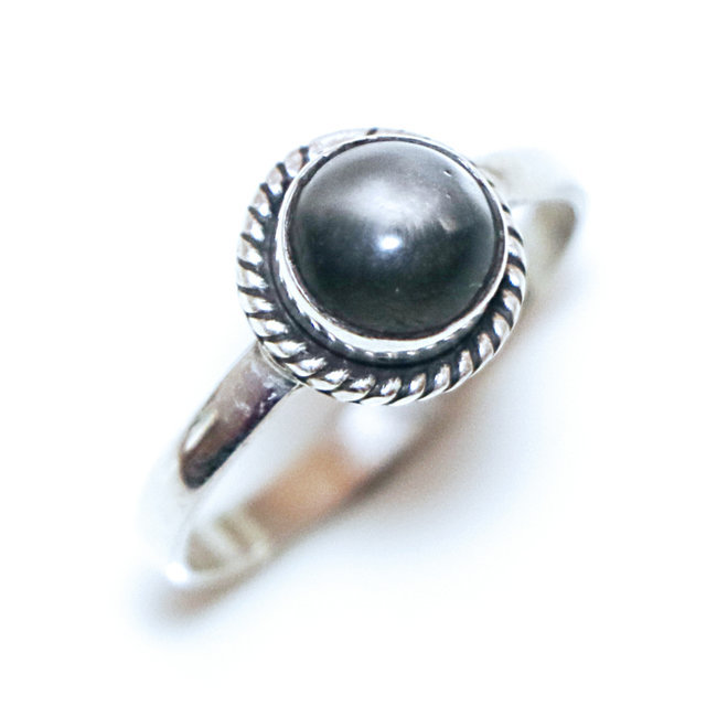 Bague argent 925 ronde filigranes et Quartz fumé - Inde 365 S