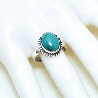 Bijoux ethniques Indiens bague en argent pierres semi-prcieuses 925 femmes et pierre fine vraie Turquoise vritable naturelle petite ovale filigranes - Inde 075Mb