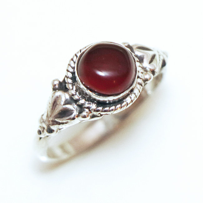 Bague argent 925 ronde filigranes et Cornaline - Inde 367