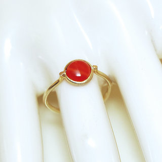 Bijoux ethniques Indiens bague fine en argent 925 plaqu or minimaliste femme design pierre semi-prcieuse cornaline orange - Inde 102Ob