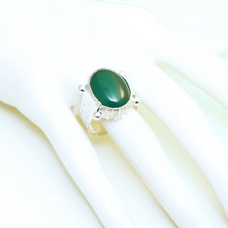 Bijoux ethniques africains berbres touareg bague argent 750 chevalire femme homme pierres semi-prcieuses agate verte artisanal mauritanien - Mauritanie 035 b