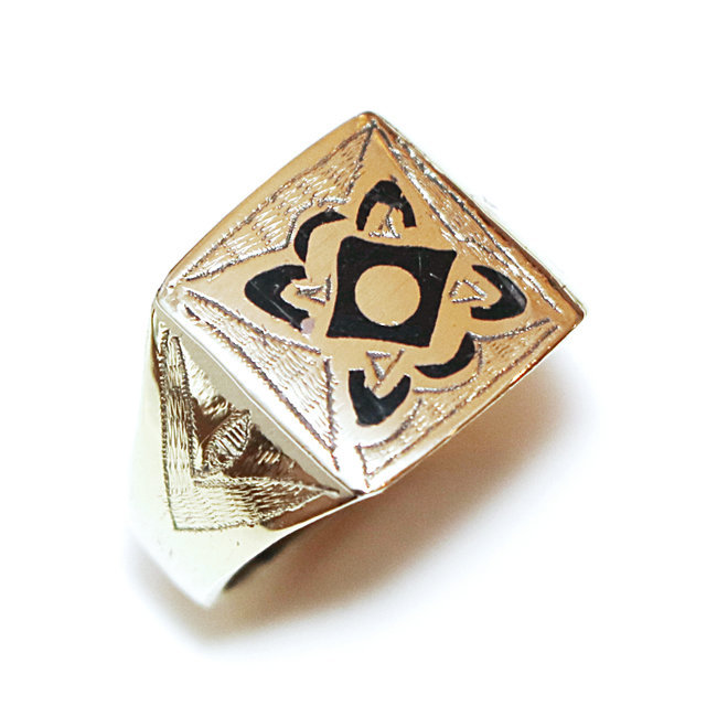 Bague chevalière bronze doré et ébène - Mauritanie 036