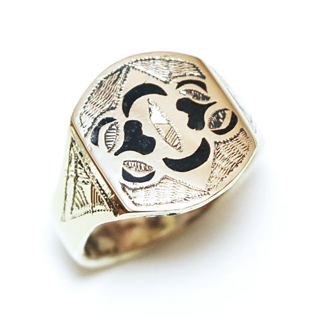 Bague chevalière  bronze doré et ébène - Mauritanie 039