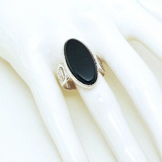 Bijoux touareg ethniques bague en argent 925 massif pierres semi-prcieuses personnaliss femme homme ovale chevalire gravure fine Onyx noir artisanale - Niger 081b