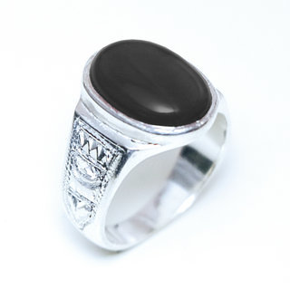 Bijoux touareg ethniques berbres bague en argent 925 massif pierres semi-prcieuses personnaliss chevalire femme homme ovale gravure Onyx noir - Niger 093 a