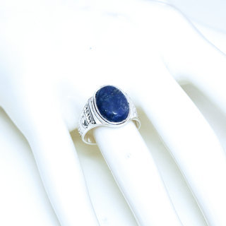 Bijoux touareg ethniques bague en argent 925 massif pierres semi-prcieuses personnaliss femme homme chevalire ovale gravure Lapis Lazuli bleu fonc- Niger 093b