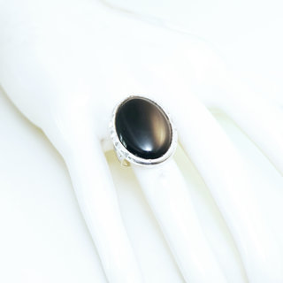 Bijoux ethniques touareg berbres bague en argent 925 massif cabochon pierres semi-prcieuses personnaliss femme homme grande ovale gravure Onyx noir - Niger 102 b