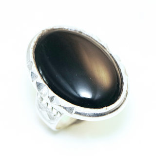 Bijoux ethniques touareg berbres bague en argent 925 massif cabochon pierres semi-prcieuses personnaliss femme homme grande ovale gravure Onyx noir - Niger 102 a