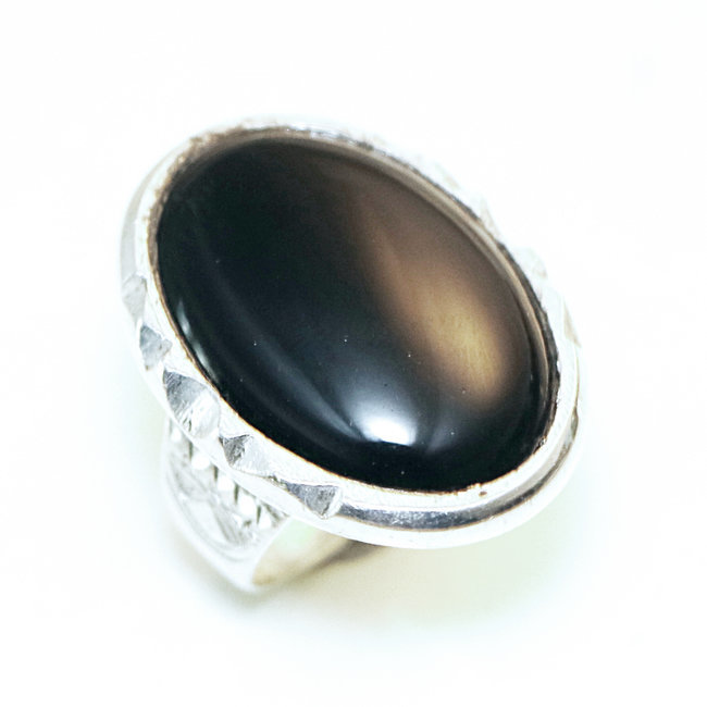 Bague argent massif 925 touareg ovale et Onyx - Niger 102