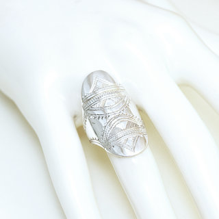 Bijoux ethniques touareg bague en argent 925 massif personnaliss femme homme navette longue grave gravures artisanale - Niger 300b