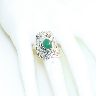 Bijoux ethniques touareg berbres bague en argent 925 massif pierres semi-prcieuses personnaliss femme homme chevalire rectangle gravure Agate verte - Niger 105 b