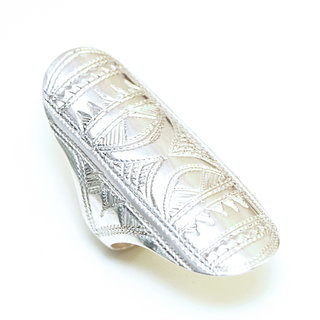 Bijoux ethniques touareg berbres bague en argent 925 femme berbre longue navette grave artisanale - Niger 303 a