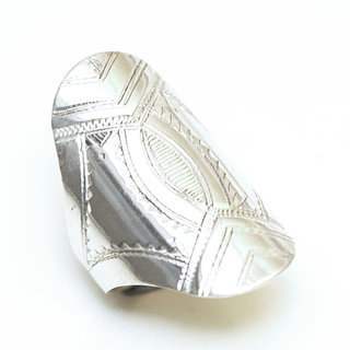 Bijoux ethniques touareg berbres bague en argent 925 femme berbre longue navette grave artisanale - Niger 304 a