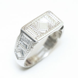 Bijoux ethniques touareg berbres bague en argent chevalire 925 femme berbre  rectangle grave artisanale personnalise - Niger 310 a