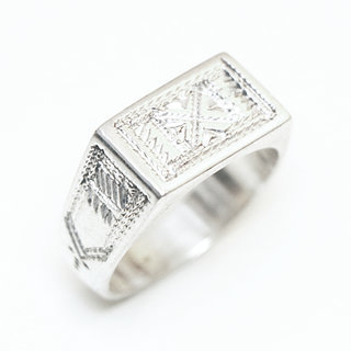 Bijoux ethniques touareg berbres bague en argent 925 femme berbre chevalire fine rectangle grave artisanale personnalise - Niger 311 a