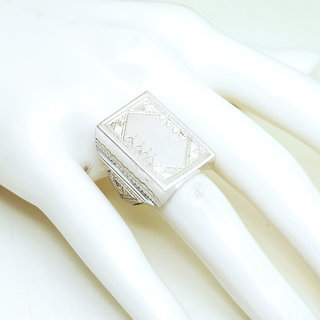 Bijoux ethniques touareg bague en argent 925 femme berbre chevalire fine rectangle grave artisanale personnalise - Niger 313b