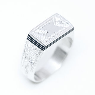 Bijoux touareg ethniques berbres bague argent 925 massif homme femme personnaliss artisanale chevalire fine rectangle grave - Niger 089 a