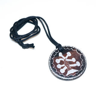 Bijoux Touareg Ethniques pendentif artisanal collier Pierre de l'Ar savon talc statite personnaliss rond grav - Niger 001 a