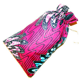 Pochette cadeau bijoux en tissu sac africain wax emballage ide homme femme pour anniversaire, nol, saint-valentin boite grande rose - Mali POTG010 b