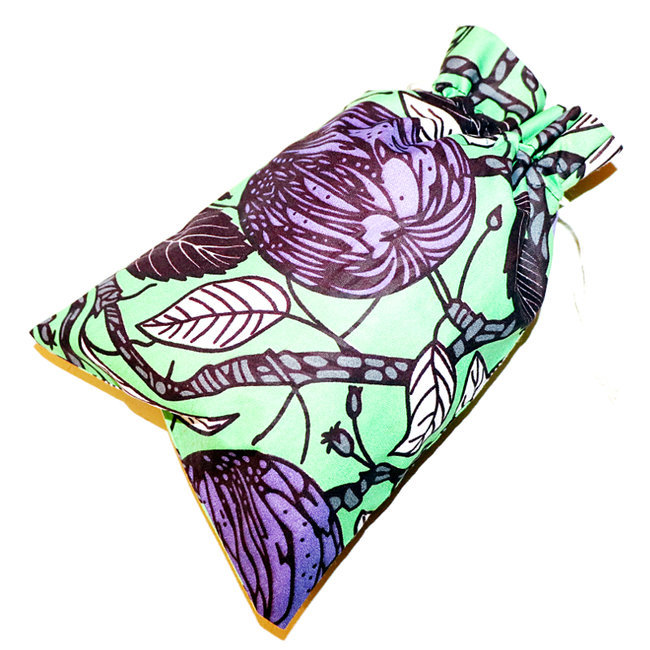 Pochette cadeau-rangement en tissu wax 27x15 cm vert violet - Mali POTG006
