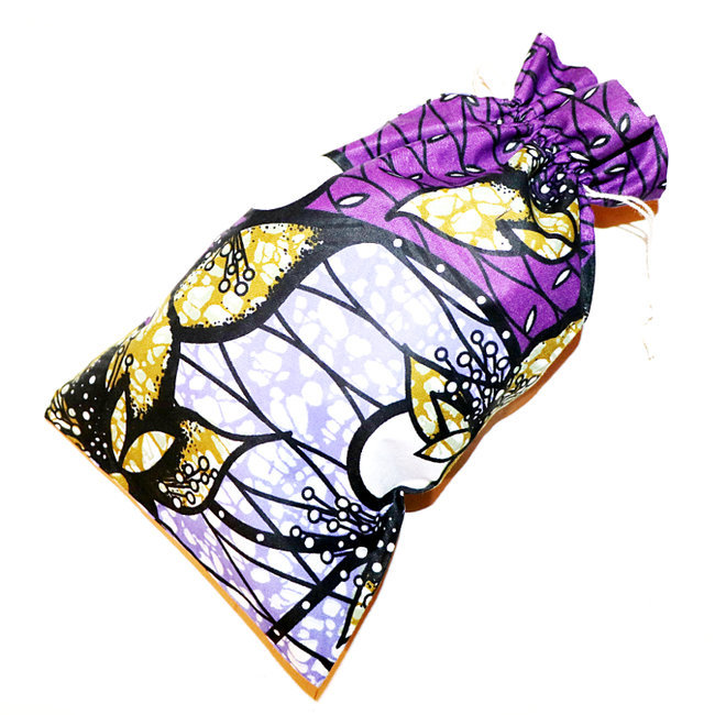 Pochette cadeau-rangement en tissu wax 27x15 cm violet - Mali POTG004