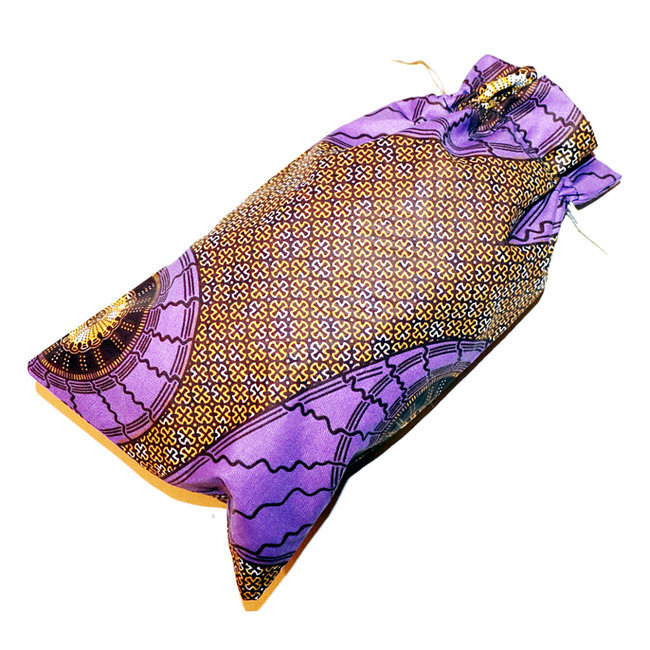 Pochette cadeau-rangement en tissu wax 27x15 cm violet - Mali POTG003