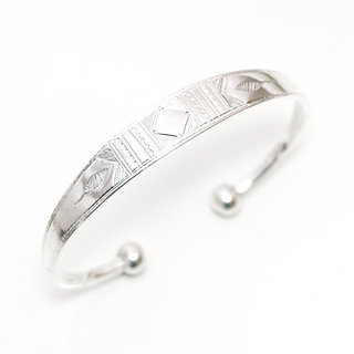 Bijoux touareg ethniques bracelet en argent 925 massif homme femme personnaliss enfant gourmette plat jonc ouvert grav losange carr - Niger 083 a