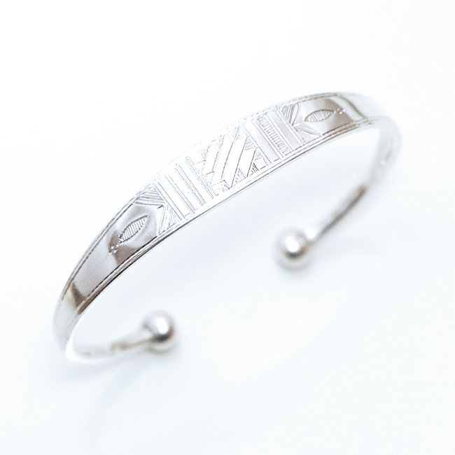 Bracelet argent massif 925 touareg gourmette jonc plat - Niger 088