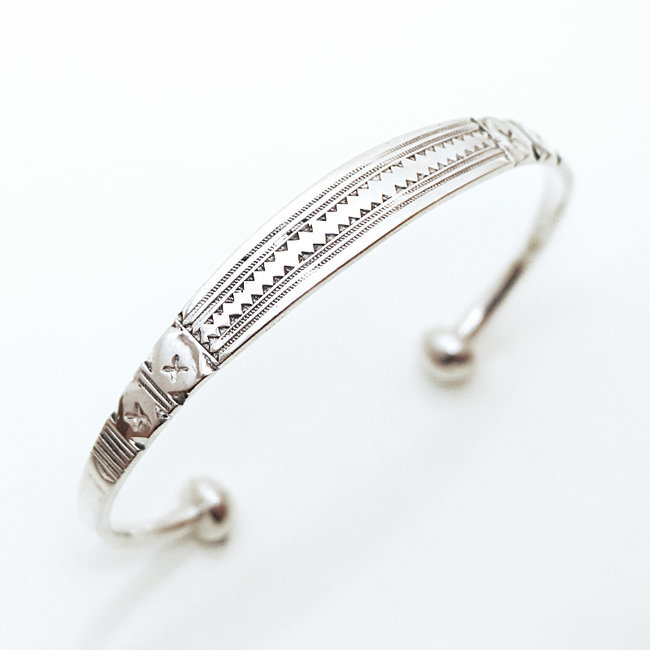 Bracelet argent massif 925 touareg jonc plat - Niger 102