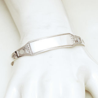 Bijoux ethniques touareg bracelet en argent 925 massif homme femme enfant gourmette personnalise gravure prnom date plat ouvert grav artisanal - Niger 116b