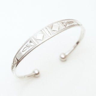 Bijoux ethniques touareg bracelet en argent 925 massif homme femme enfant gourmette personnalise gravure prnom date plat ouvert grav artisanal - Niger 120a