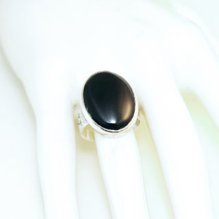 Bijoux ethniques touareg berbres bague en argent 925 massif cabochon pierres semi-prcieuses personnaliss femme homme ovale chevalire gravure Onyx noir - Niger 113 b