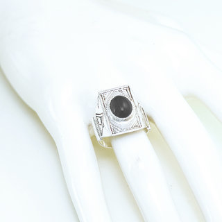 Bijoux ethniques touareg berbres bague en argent 925 massif pierres semi-prcieuses personnaliss femme homme rectangle chevalire gravure onyx noir - Niger 115 b