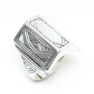 Bijoux touareg ethniques bague en argent 925 massif chevalire homme femme artisanal personnaliss large grave gravures volume - Niger 316a