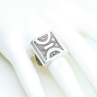 Bijoux touareg ethniques berbres bague en argent 925 massif chevalire homme femme artisanal personnaliss large grave gravures volume rectangle - Niger 322 b