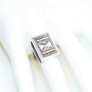 Bijoux touareg ethniques berbres bague en argent 925 massif chevalire homme femme artisanal personnaliss large grave gravures volume rectangle - Niger 323 b