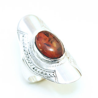 Bijoux ethniques touareg berbres ambre bague en argent 925 massif pierres semi-prcieuses personnaliss femme homme longue navette gravure naturelle - Niger 116 a