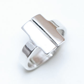 Bijoux ethniques touareg bague en argent 925 fine rglable ajustable ouverte lisse 1,2 cm - Niger 052L a