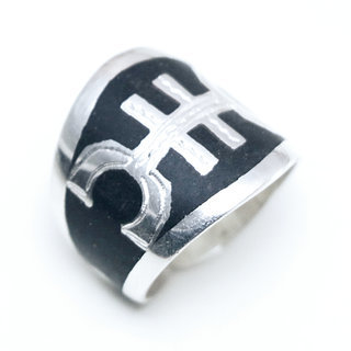 Bijoux touareg ethniques berbres amazigh symbole bague en argent 925 homme femme personnalise grav gravure large bne - Niger 093 c