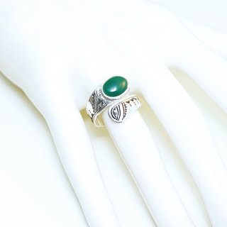 Bijoux ethniques touareg berbres bague en argent 925 massif femme homme pierres semi-prcieuses Agate verte ovale croise rglable ajustable fine - Niger 131 b