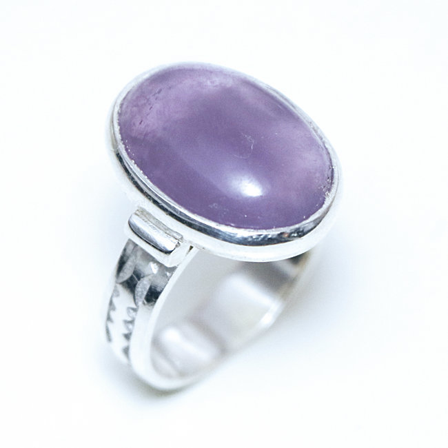 Bague argent 925 touareg ovale cabochon et Améthyste violet - Niger 150