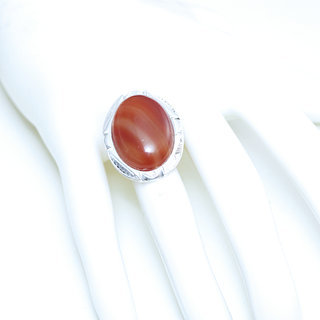 Bijoux ethniques touareg berbres cabochon bague argent 925 femme homme pierres semi-prcieuses fines Cornaline orange ovale grave artisanale personnalis - Niger 152 b