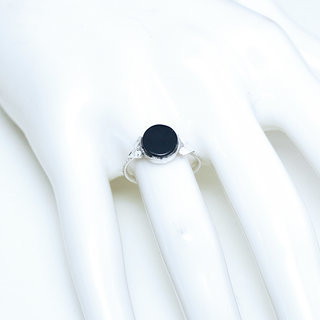 Bijoux ethniques touareg berbres bague argent 925 femme pierres semi-prcieuses fines Onyx noir ronde gravure artisanale personnalise - Niger 154 b