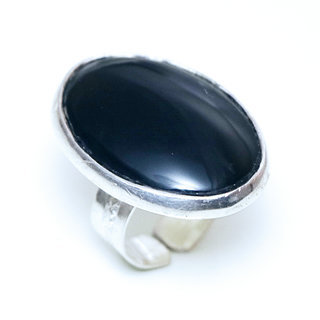 Bijoux ethniques touareg berbres cabochon bague argent 925 femme homme pierres semi-prcieuses fines grande Onyx noir ovale grave artisanale personnalis - Niger 157 a